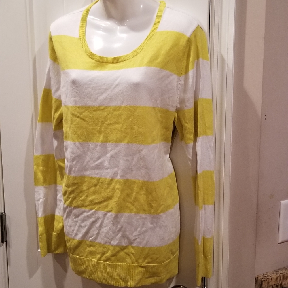 Old Navy Yellow White Striped Sweater Sz X… - Picture 5 of 6